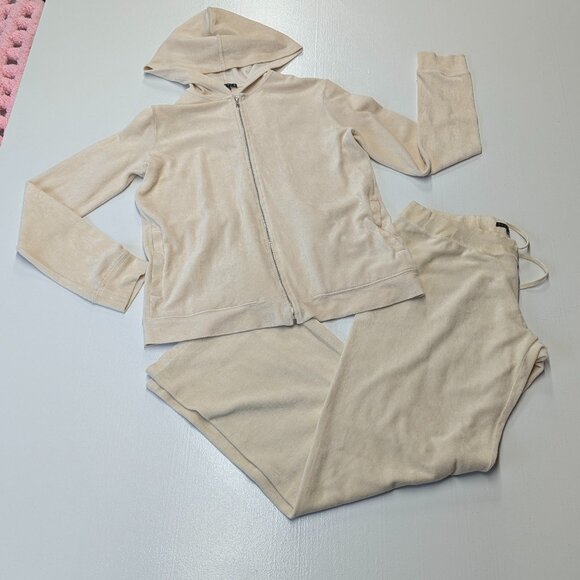 Theory Velour Track Suit Top is Small Bottom is Medium *Cream Colored - Picture 1 of 16